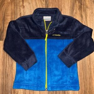 NEW Kids Columbia Navy & Royal Blue Fleece Jacket with Yellow Zip 3T